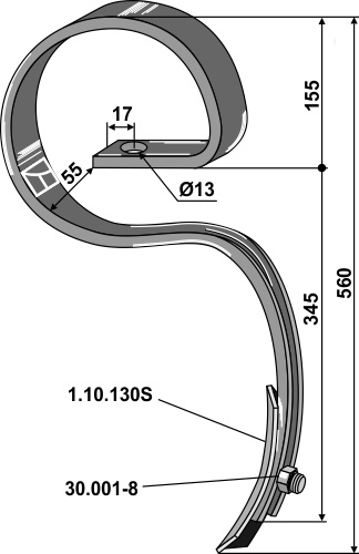 Väderstad Agrilla Cobra tann 45x10 med spiss , 422760 / 428797 / 192215