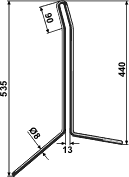 Rabe stolpeharvtind V-tind lang 535/440 mm