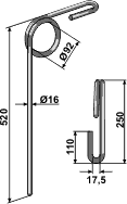 Vieberg Etterharv tind Ø16 520 mm