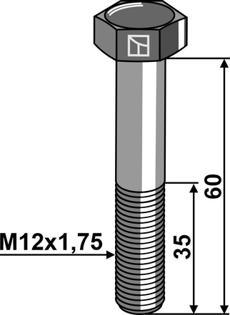 Fjærbolt M12x60 10,9