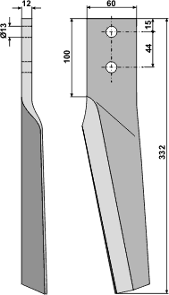 Maschio tann 12 x 332 mm venstre