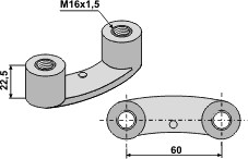 Maschio dobbelttannet mutter M16X1,5 ØØ60 mm