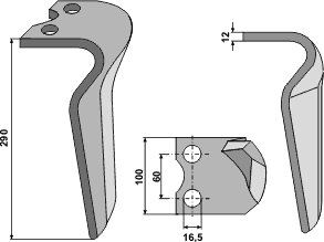 Pegoraro RC-tann (12 mm) venstre