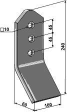 Väderstad slidstykke for slepetann 100 mm bred m.bukk