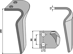 Kverneland /Maletti PH13 tann Ø17 mm venstre