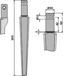 Kongskilde / Pegoraro tann 300 mm Ø30 mm h/v