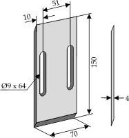 Vogel & Noot 70x150 ØØ51 (hull Ø9x64)