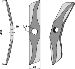 Hankmo 430 mm hull Ø31 mm venstre