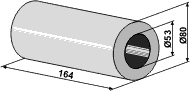 Avstandsstykke 164 mm for aksel Ø50