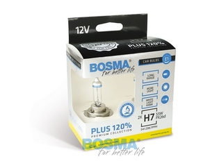 BOSMA PLUS 120% Hovedlyspære H7 12 volt 55 watt PX26D