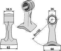 Hammerslager Ø26,0 mm 38,5 x 62 mm R=102