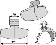 Hammerslager Ø16,5 mm 70 x 170 mm R=88