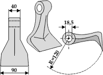 Hammerslager Ø18,5 mm 40 x 90 mm R=120