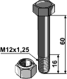 Perfekt bolt M12x60 med låsemutter