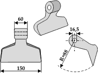 Hammerslager Ø16,5 mm 60 x 150 mm R=88
