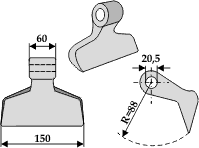 Hammerslager Ø20,5 mm 60 x 150 mm R=88