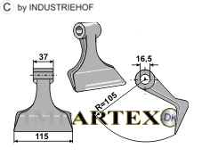 Hammerslagel Ø16,5 mm 37 x 115 mm R=105
