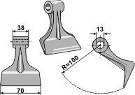 Hammerslager Ø13,0 mm 38 x 70 mm R=100
