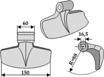 Hammerslager Ø16,5 mm 60 x 150 mm R=88