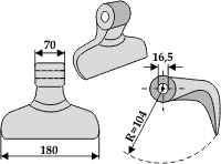 Hammerslager Ø16,5 mm 70 x 180 mm R=104