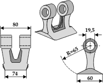 Hammerslager Ø19,5 mm 80 x 74 mm<br> R=65