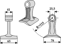 Hammerslager Ø25,5 mm 41 x 65 mm R=115