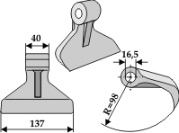 Hammerslager Ø16,5 mm 40 x 137 mm R=98