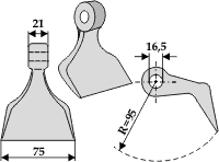 Hammerslager Ø16,5 mm 21 x 75 mm<br> R=95