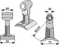 Hammerslager Ø20,0 mm 44 x 55 mm R=115