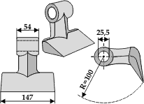 Hammerslager Ø25,5 mm 54 x 147 mm R=100