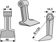 Hammerslager Ø16,5 mm 43 x 90 mm R=120