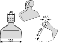 Hammerslager Ø18,5 mm 40 x 120 mm R=110