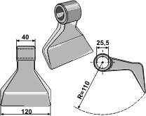 Hammerslager Ø25,5 mm 40 x 120 mm R=110