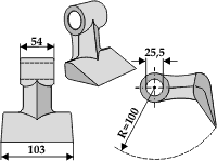 Hammerslager Ø25,5 mm 54 x 103 mm R=100