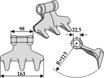 Hammerslager Ø22,5 mm 98 x 163 mm R=115