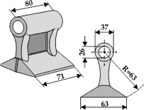 Hammerslager Ø37,0 mm 80 x 71 mm<br> R=63