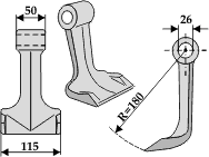Hammerslager Ø26,0 mm 50 x 115 mm R=180