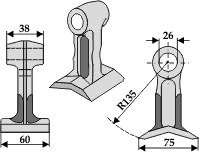 Hammerslager Ø26,0 mm 38 x 60 mm R=135