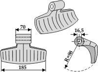 Hammerslager Ø16,5 mm 70 x 185 mm R=88