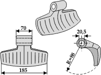 Hammerslager Ø20,5 mm 70 x 185 mm R=88