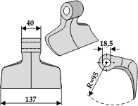 Hammerslager Ø18,5 mm 40 x 137 mm R=95