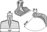 Hammerslager Ø20,5 mm 40 x 137 mm R=97