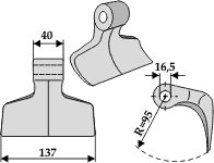 Hammerslager Ø16,5 mm 40 x 137 mm R=95