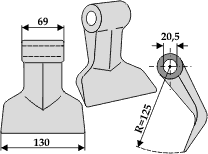 Hammerslager Ø20,5 mm 69 x 130 mm R=125