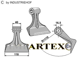 Hammerslagel Ø16,5 mm 40 x 118 mm R=110