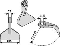 Hammerslager Ø14,5 mm 22 x 108 mm R=105