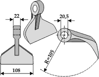 Hammerslager Ø20,5 mm 22 x 108 mm R=105