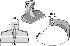 Hammerslager Ø16,5 mm 40 x 137 mm R=97