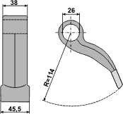 Hammerslager Ø26,0 mm 38 x 45,5 mm R=114