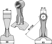 Hammerslager Ø21,5 mm 42 x 59 mm R=130